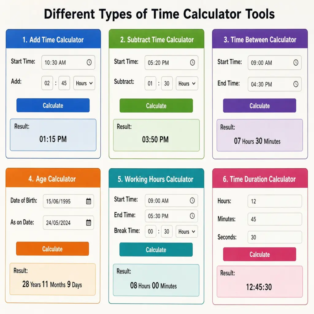 Different types of time calculator tools